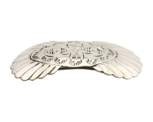 Women's Navajo Hair Clip Hand Stamped 925 Silver Artist Signed C Montoya C.80's