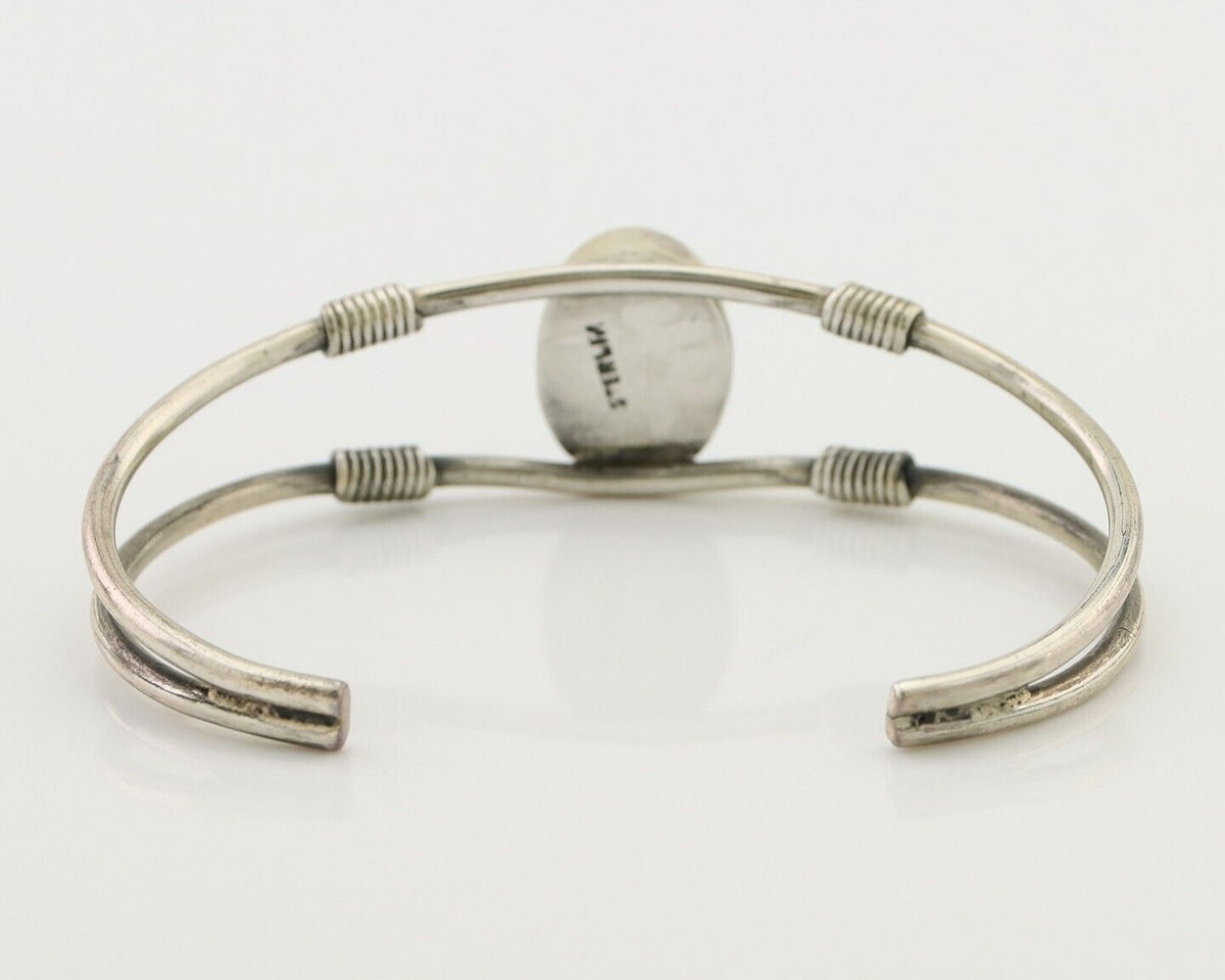 Navajo Bracelet 925 Silver Natural Blue Turquoise Native American Artist C.80's