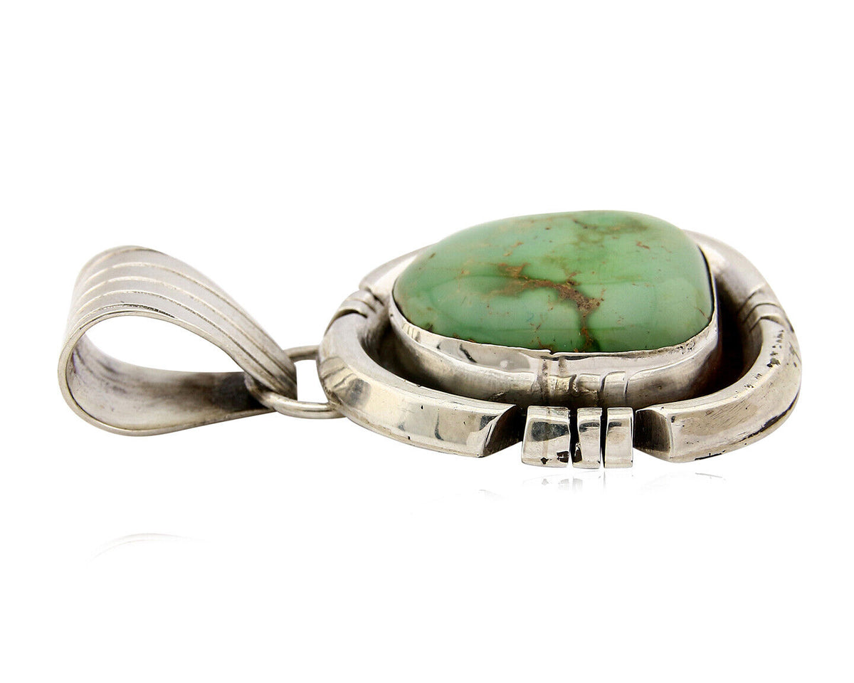 Navajo Pendant .925 Silver Royston Turquoise Signed Artist FT C.80's