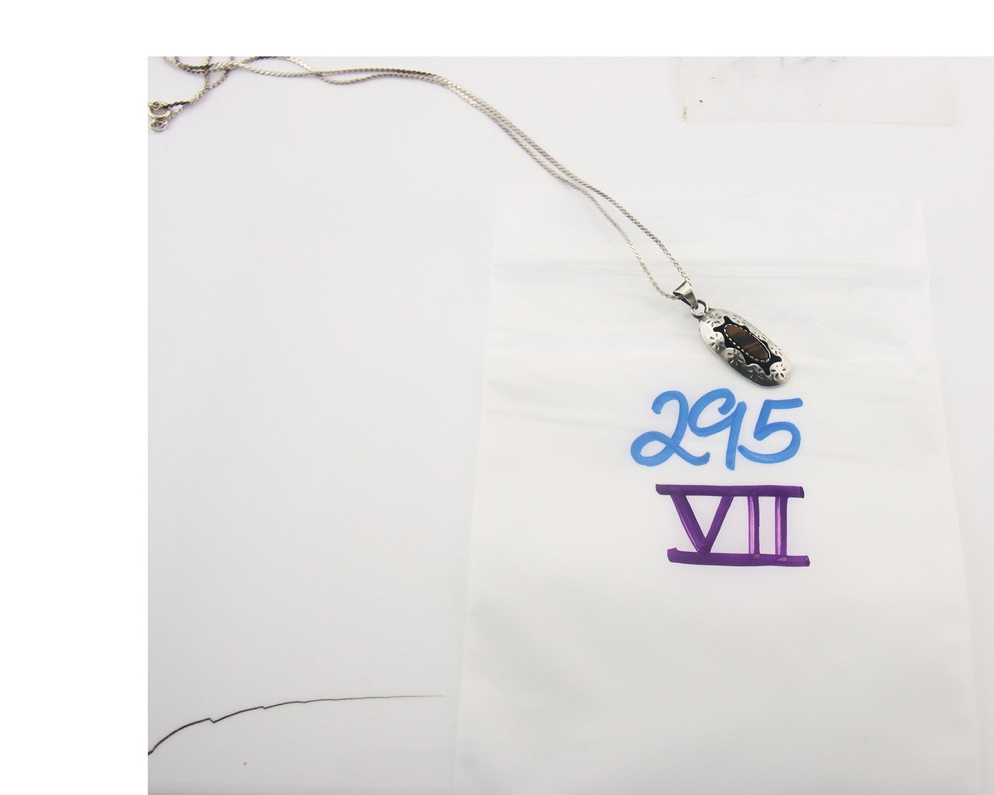 Navajo Sterling Silver Necklace Authentic Tiger Eye Sapphire Vintage Handmade