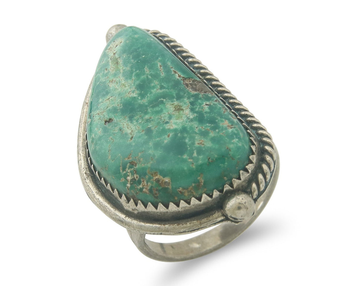 Vintage Navajo Ring 925 Sterling Authentic Turquoise Artist Signed TS Size 7.25