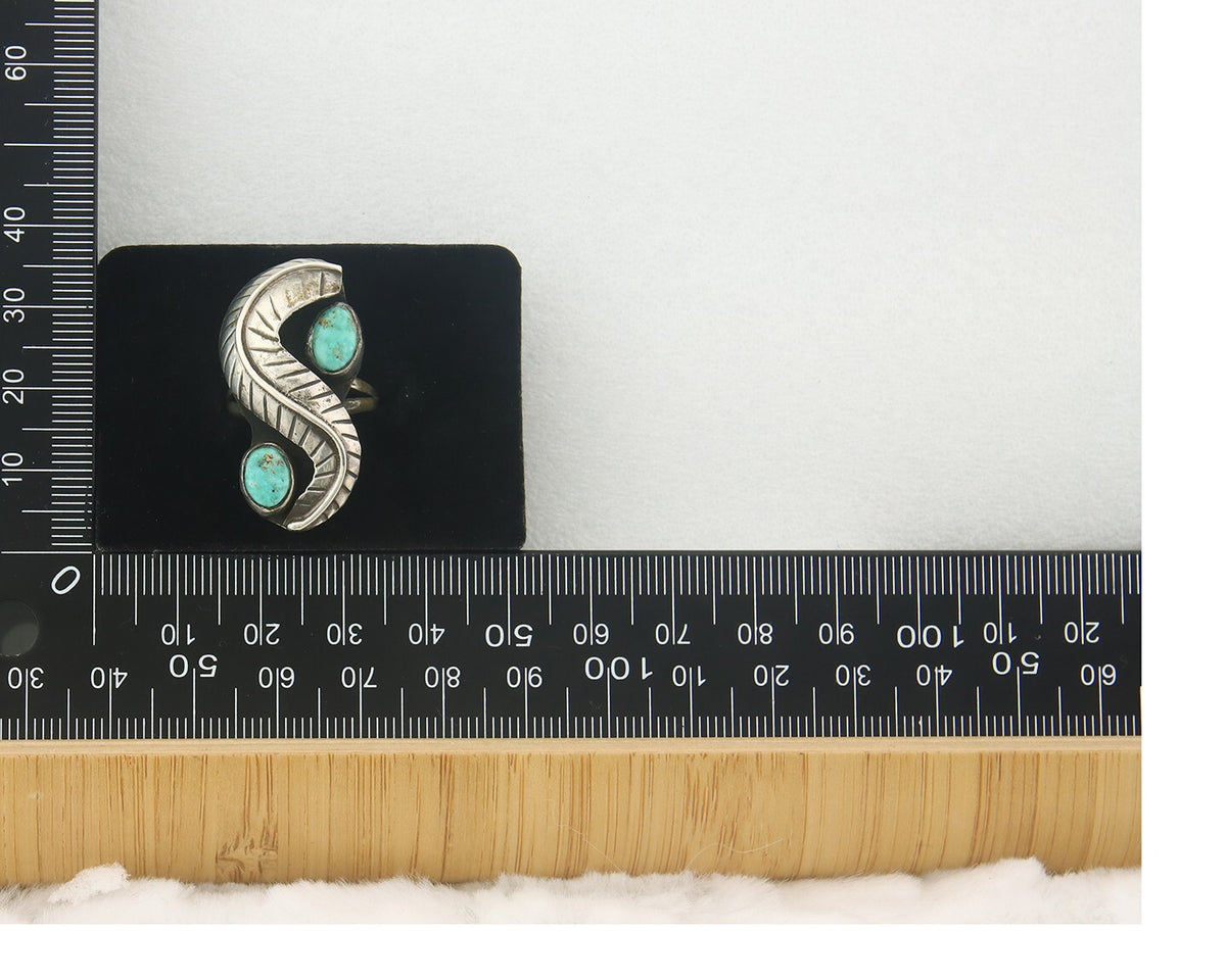 Vintage Navajo Ring 925 Sterling Authentic Traditional Turquoise Size 5.75