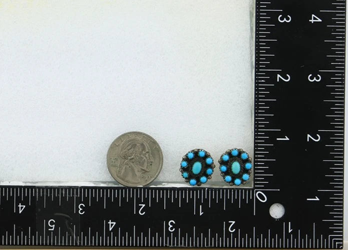 Navajo Dangle Earrings Sterling Silver Natural Turquoise Handmade Signed NC