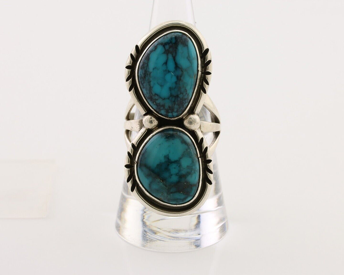 Navajo Handmade Ring 925 Silver Natural Tuquoise Artist Signed RD C.80's
