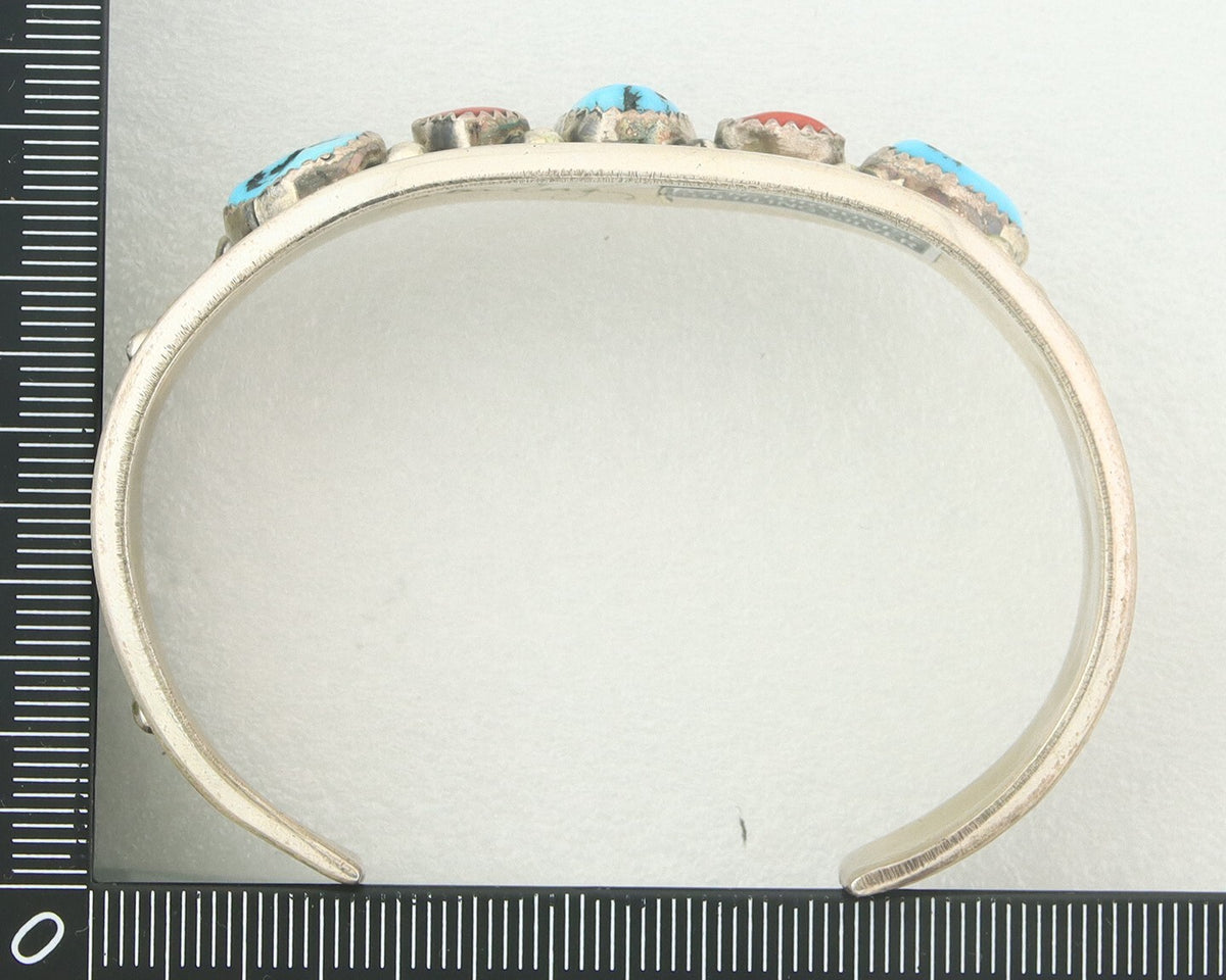 Vintage Navajo Bracelet 925 Silver Handmade Authentic Gemstone Signed JM