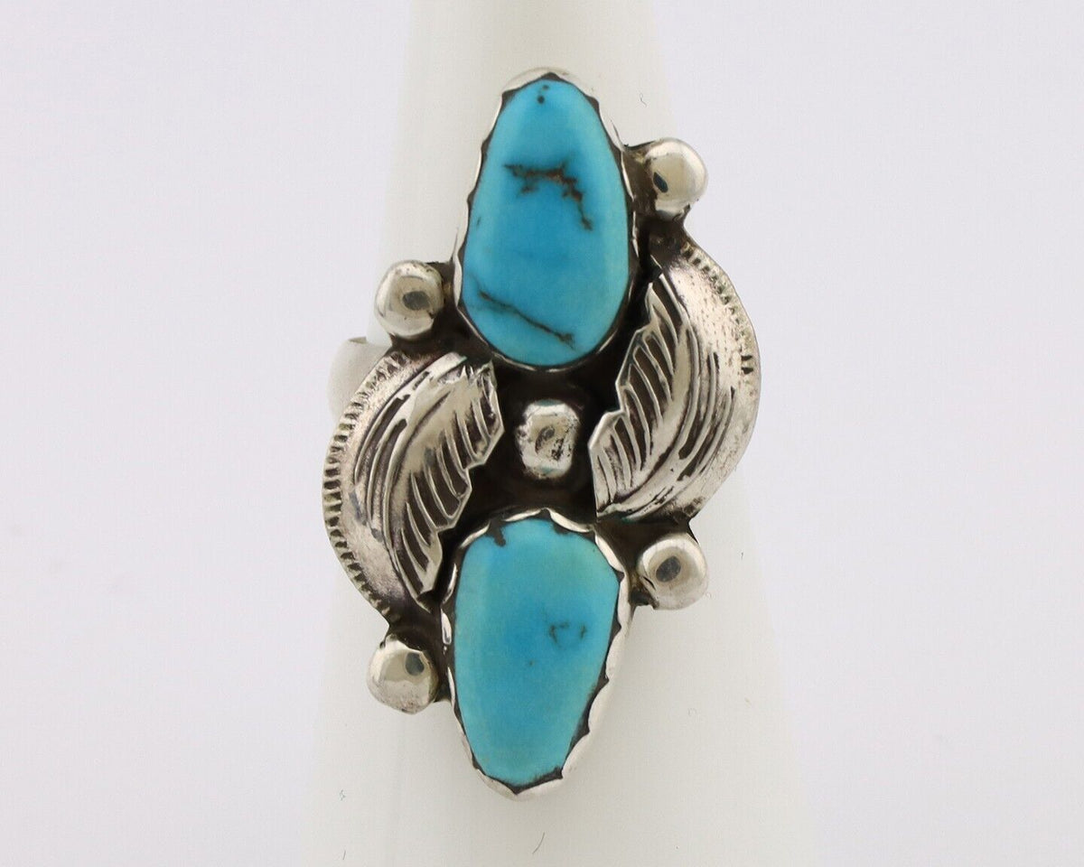 Zuni Ring 925 Silver Natural Blue Turquoise Signed Simplicio C.80's