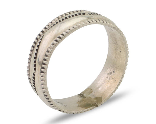 Navajo Hand Stamped Band 925 Silver 6.0 mm Native Artist Size 5.75 C.80's