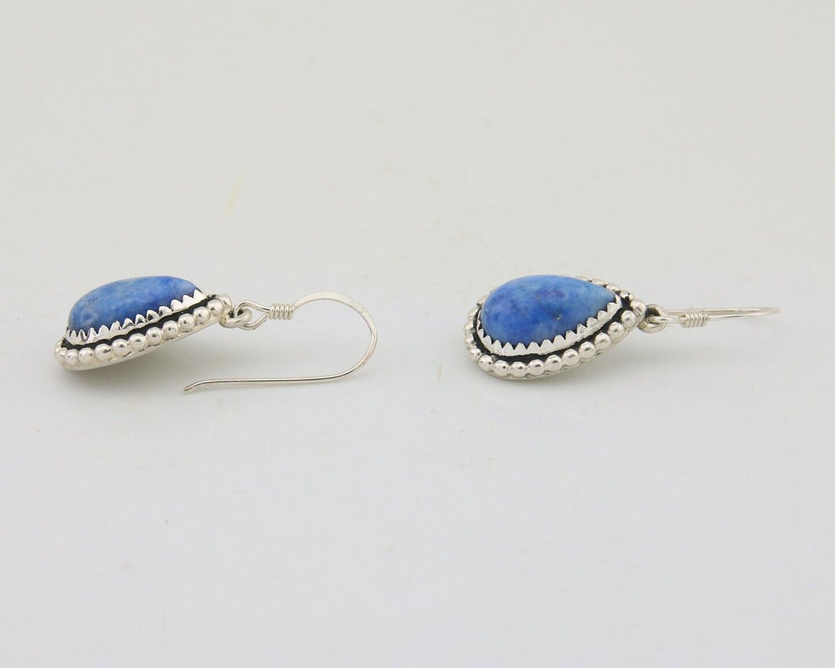 Navajo Earrings 925 Silver Blue Denim Lapis Artist Signed First Eagle C.80's