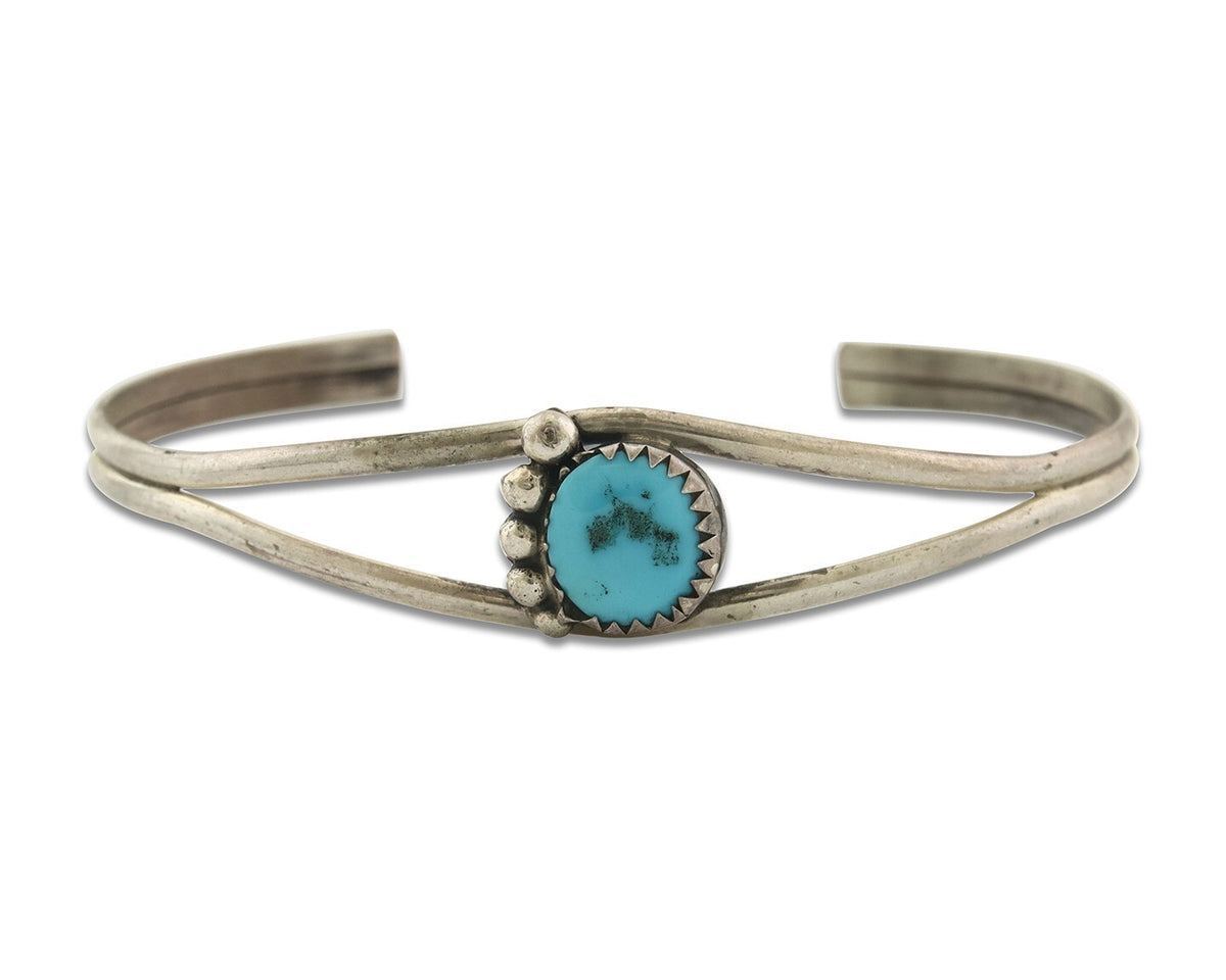 Vintage Navajo Bracelet 925 Silver Blue Turquoise Handmade Signed P