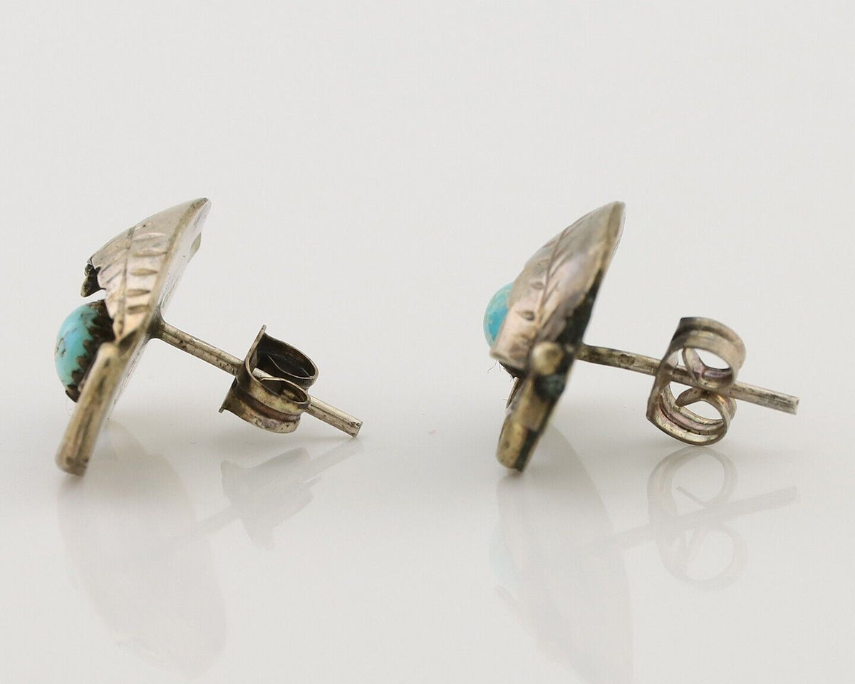 Navajo Earrings 925 Silver Natural Turquoise Native American Artist C.80's