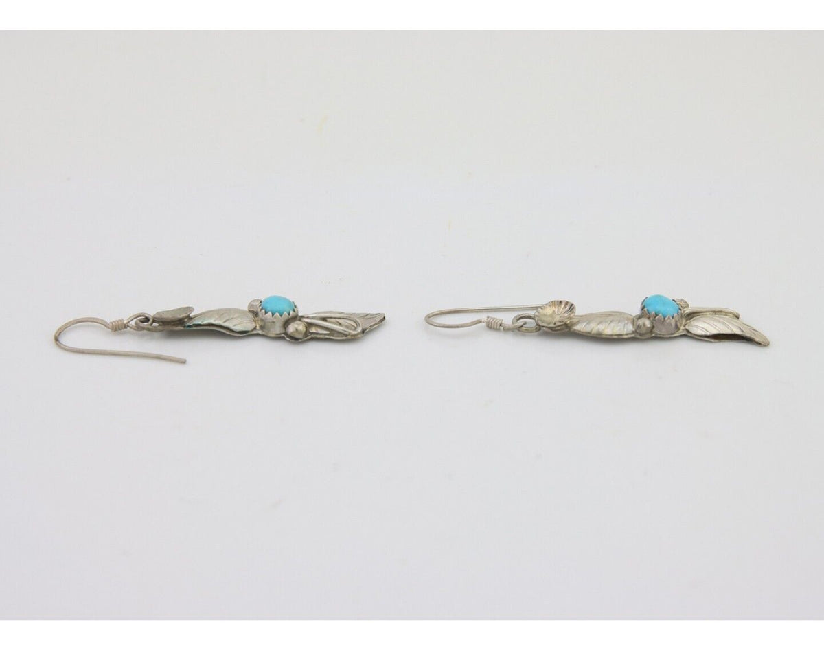 Navajo Dangle Earrings 925 Silver Natural Turquoise Native Artist C.80's