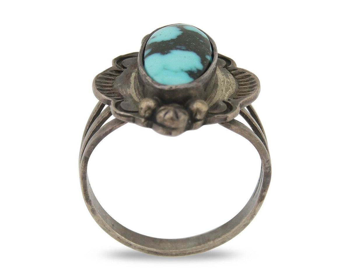 Navajo Handmade Ring 925 Silver Natural Turquoise Native Artist C.80's