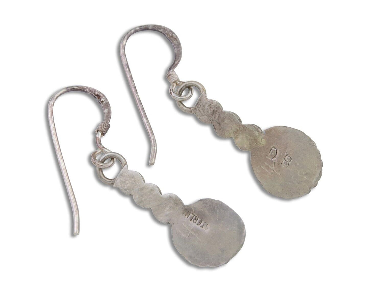 Navajo Earrings 925 Silver Blue Turquoise Artist Signed DB C.80's