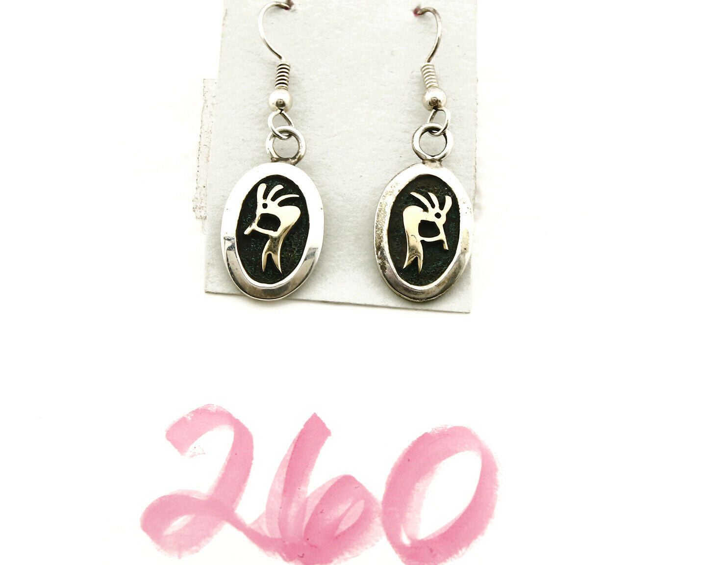 Navajo Dangle Earrings 925 Silver & 14k Solid Gold MM Rogers & NJ C.80's