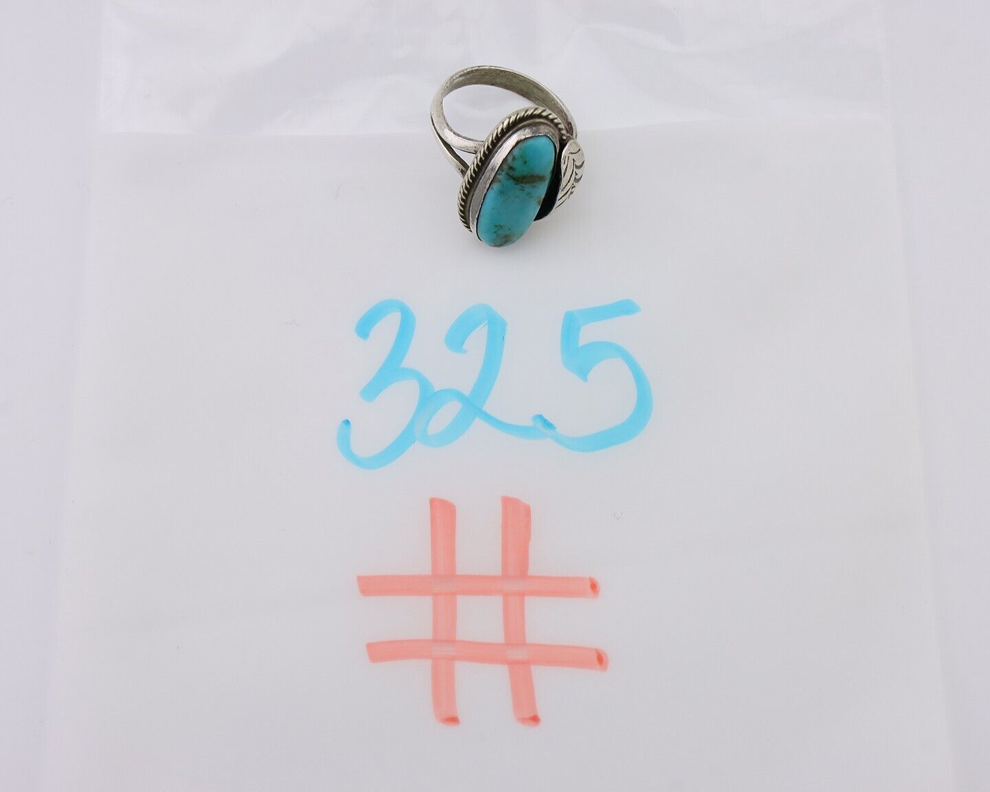 Navajo Handmade Ring 925 Silver Natural Turquoise Native American Artist C.80's