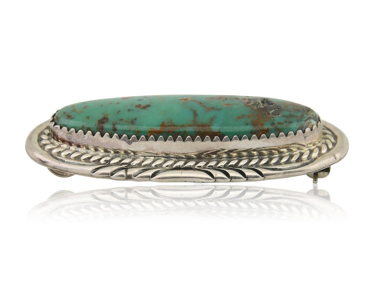 Navajo Pin Pendant 925 Silver Natural Blue Turquoise Artist Signed Davey Morgan
