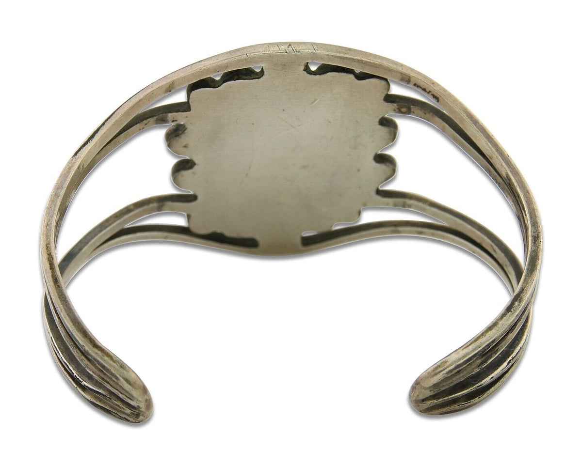 Navajo Bracelet .999 Nickel Turquoise Cuff Artist Signed C.80's