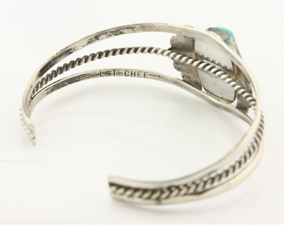 Vintage Navajo Bracelet 925 Silver Turquoise Handmade Signed L T Chee