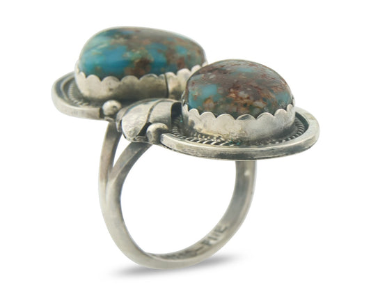 Vintage Navajo Ring 925 Sterling Authentic Turquoise Artist Signed Size 7.75