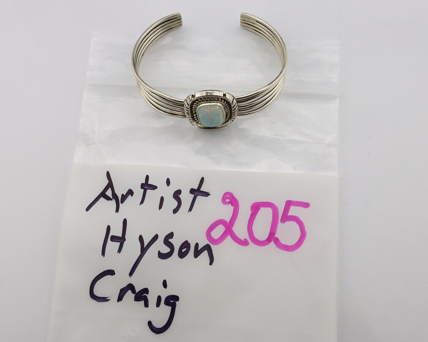 Navajo Bracelet .925 Silver Natural Pink Mussel Hyson Craig C.90's