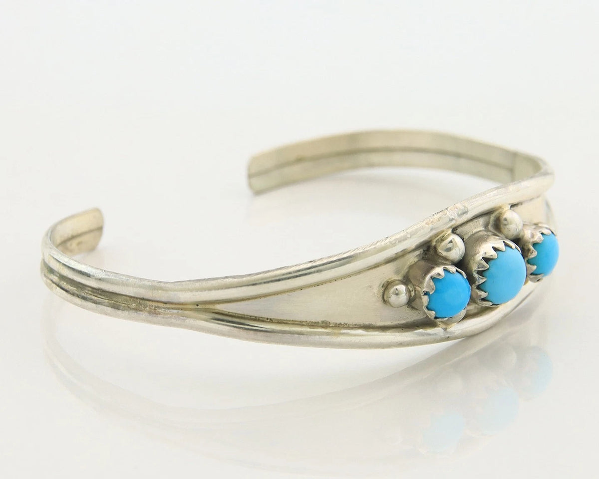 Childs Navajo Cuff Bracelet Sterling Silver Turquoise Vintage