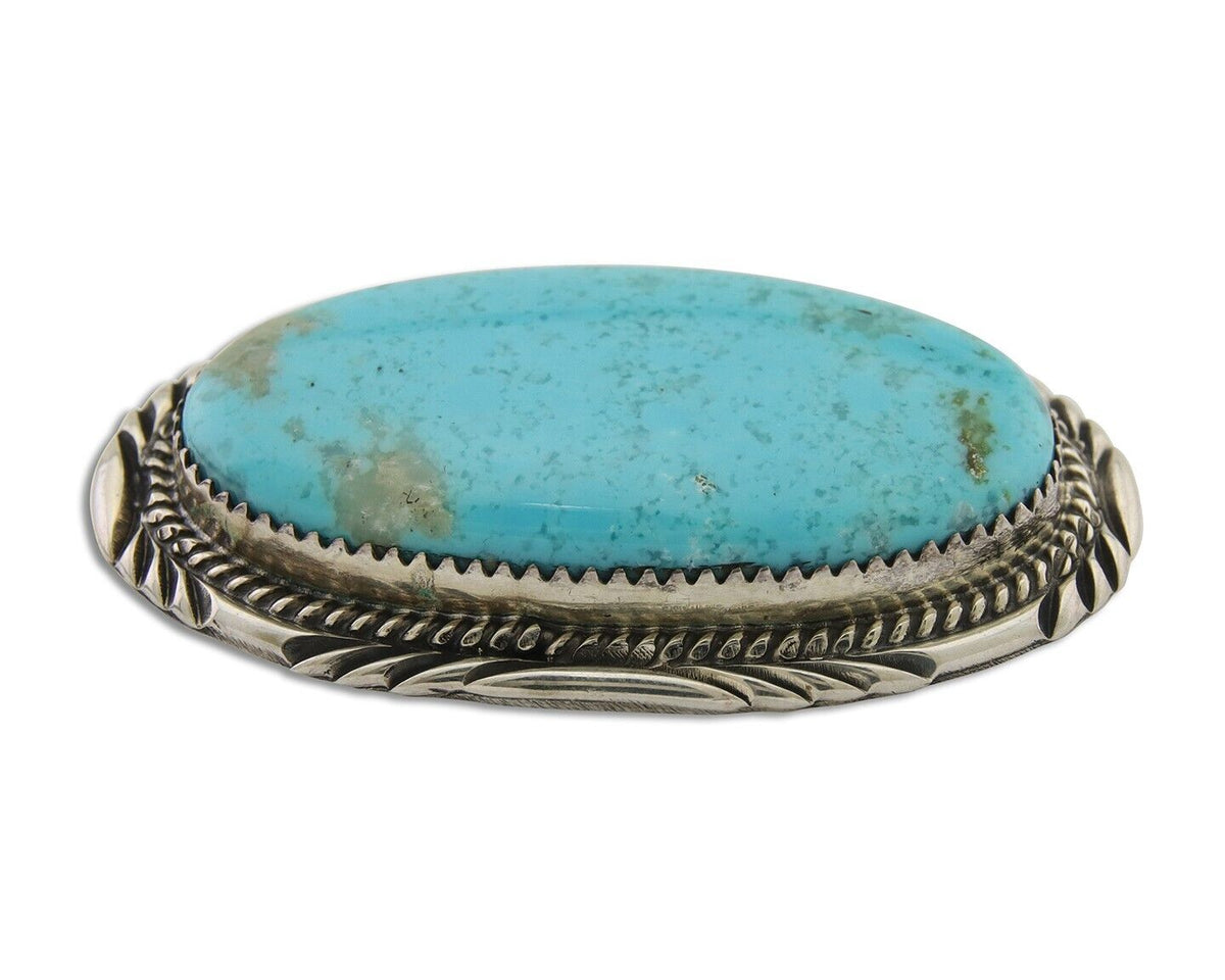 Navajo Pin Pendant 925 Silver Natural Blue Turquoise Artist signed DS C.80's