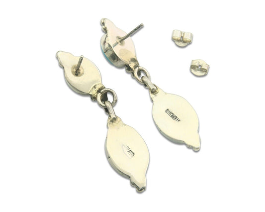 Navajo Earrings 925 Silver Natural Turquoise Native American Artist C.80's