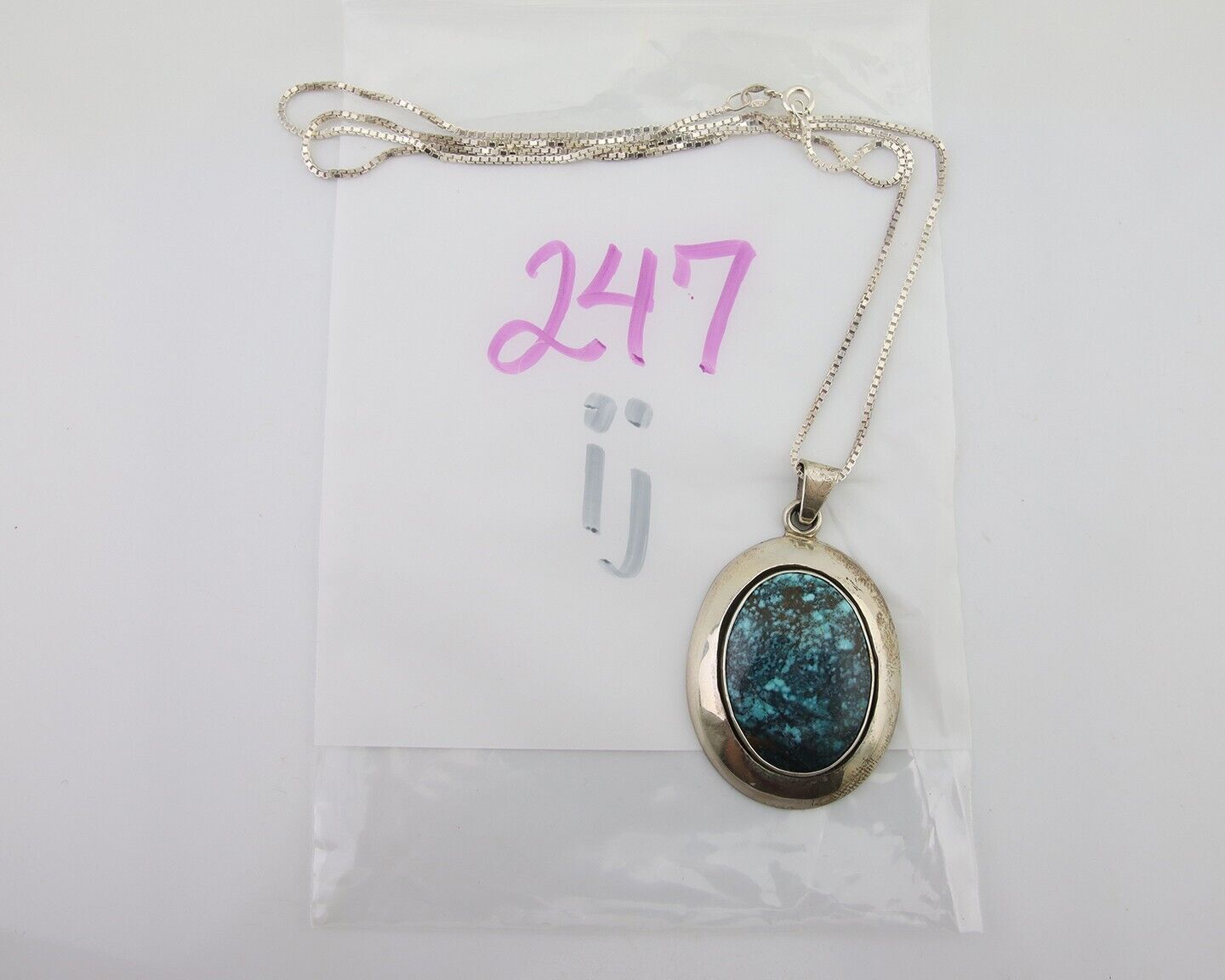 Navajo Necklace 925 Silver Natural Blue Turquoise Native American Artist C.80's