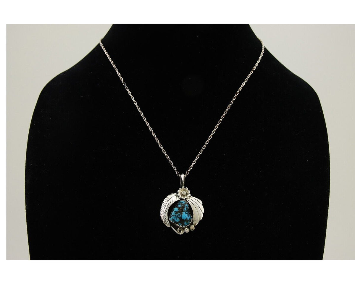 Navajo Necklace 925 Silver Natural Turquoise Native American Artist C.80's