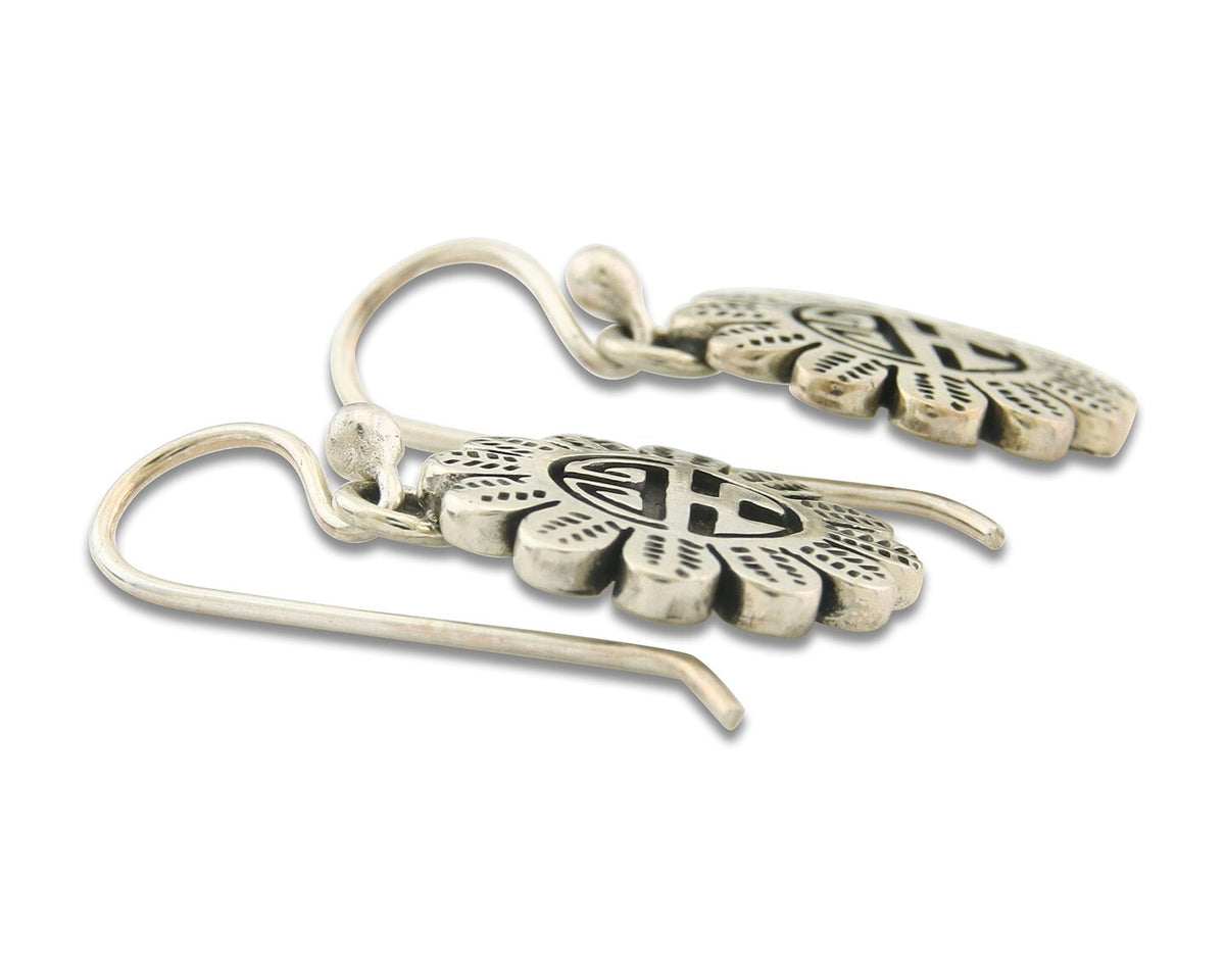Navajo Tiwa Sun Earrings Sterling Silver Dangle Vintage Authentic