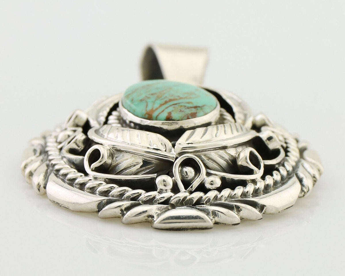 Navajo Pendant 925 Silver Kingman Turquoise Native American Artist C.80s