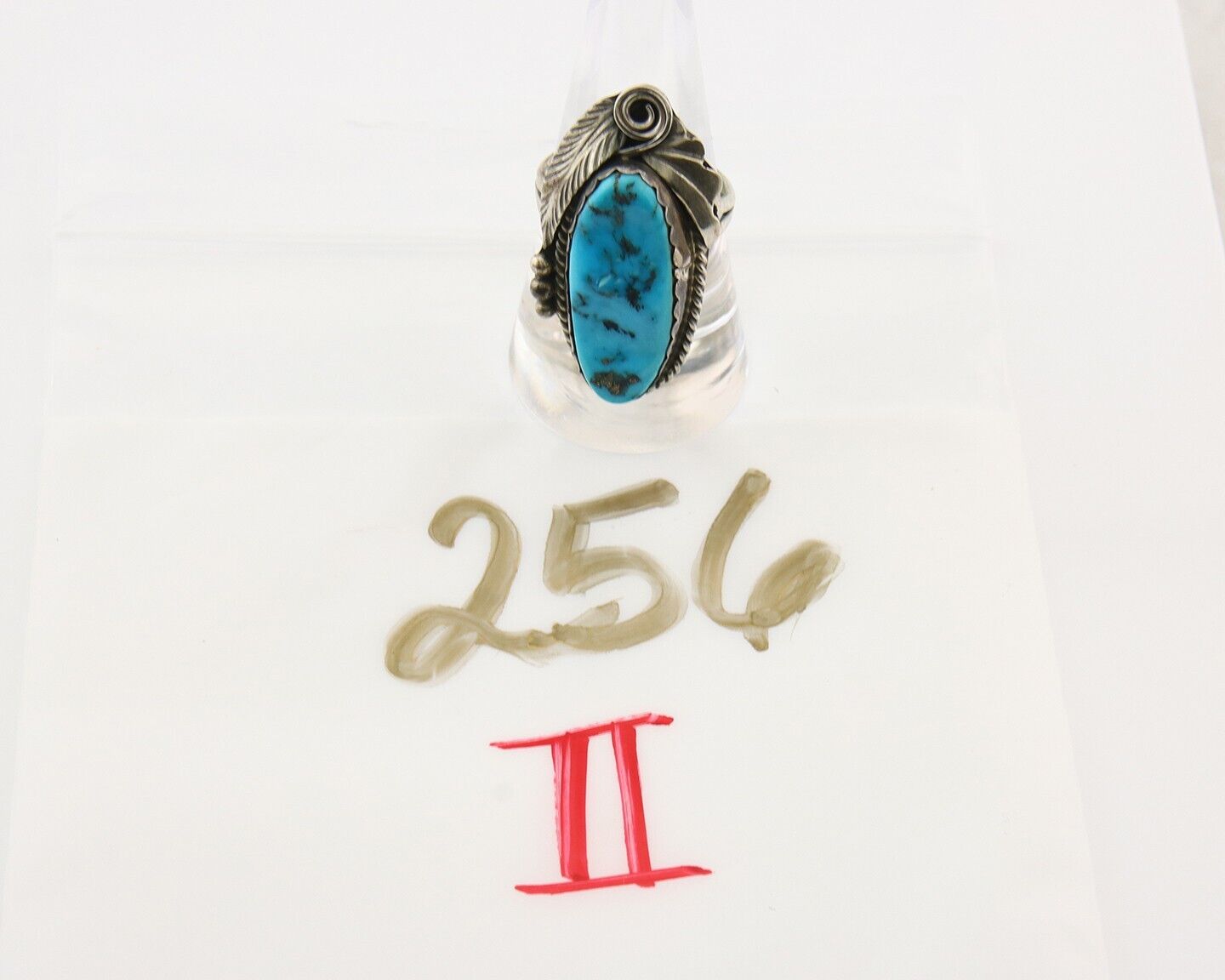 Navajo Ring 925 Sterling Turquoise Artist Justin Morris C.80's Size 9.0