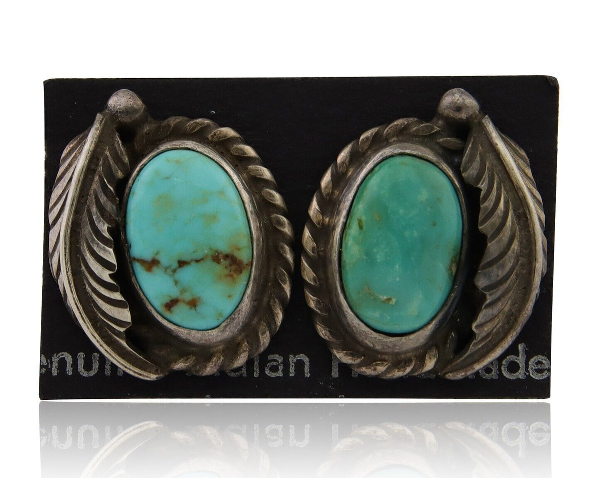 Navajo Earrings 925 Silver Blue Turquoise Native American Artist C.80's
