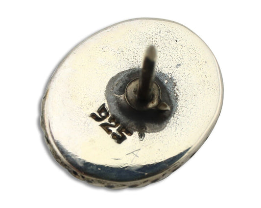 Navajo Tie Tack 925 Silver Natural Mined Turquoise Native American Artist C.80's