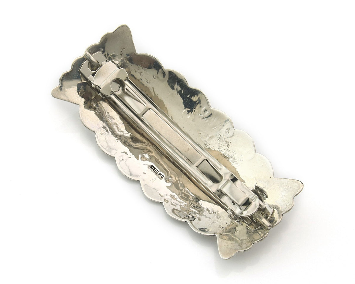 Vintage Navajo Barrette 925 Sterling Silver Hand Stamped Authentic Native Artist