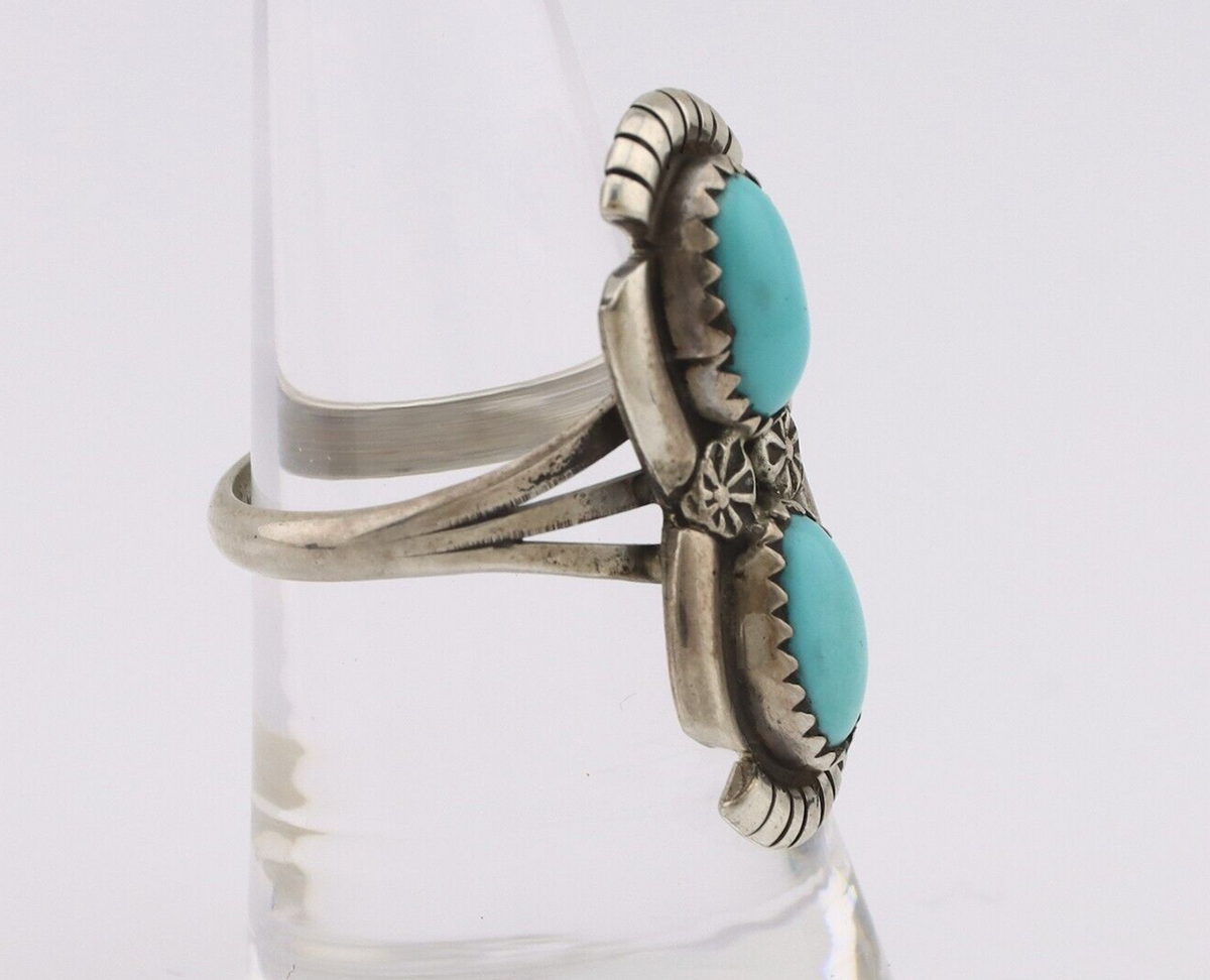 Navajo Ring 925 Silver Natural Blue Turquoise Native American Artist C.80's