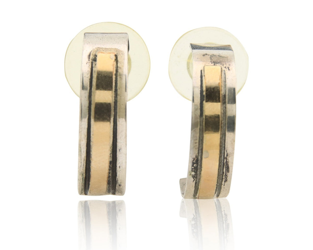 Navajo Earrings Sterling Silver & Gold Vintage Handmade
