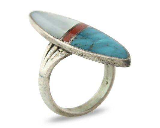 Vintage Navajo Ring 925 Sterling Silver Turquoise Handmade Size 8.5