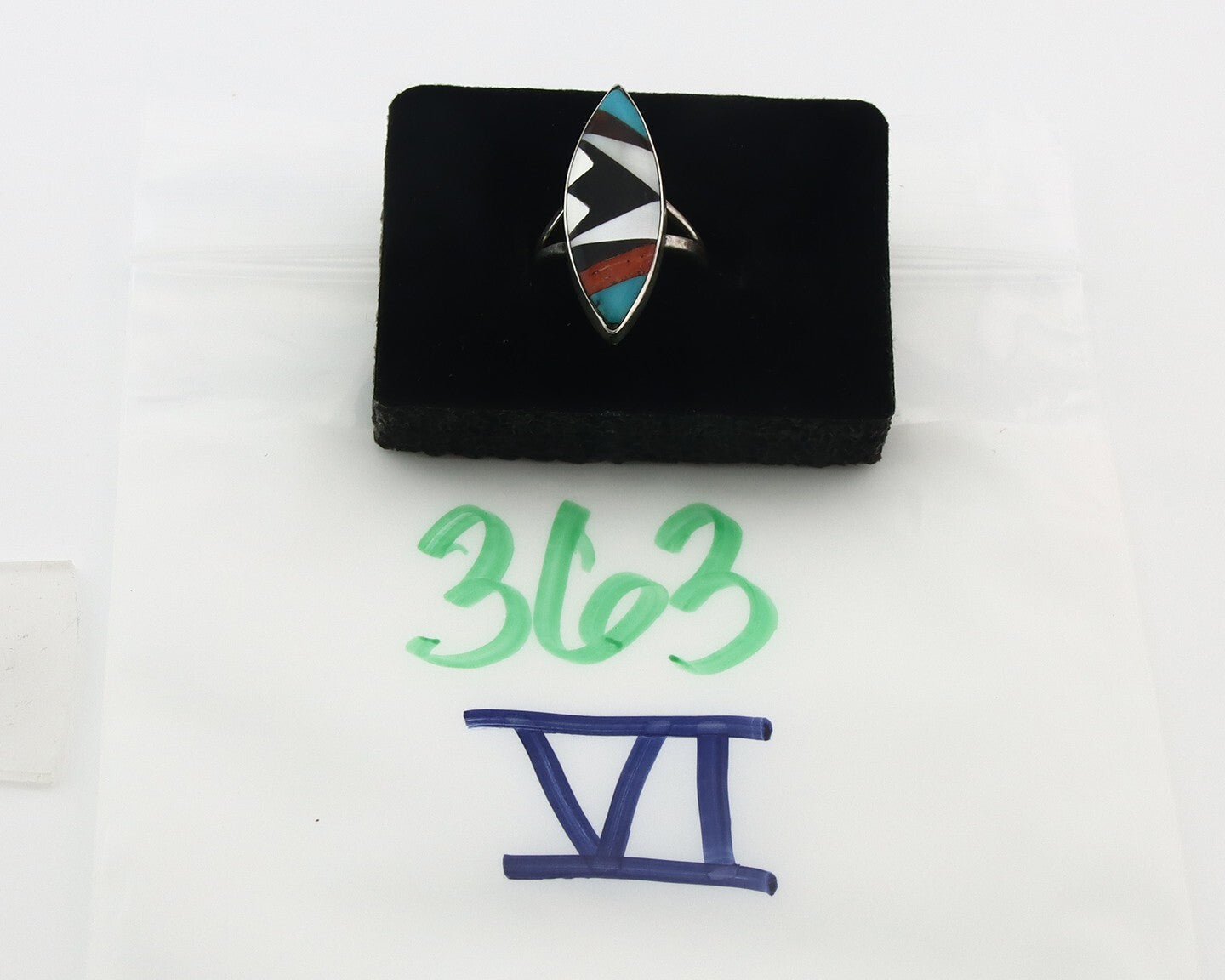 Vintage Zuni Ring 925 Sterling Silver Natural Gemstone Size 5.75