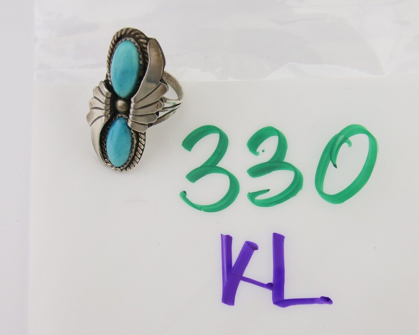 Navajo Ring 925 Silver Natural Blue Turquoise Artist Signed J TSO C.80's