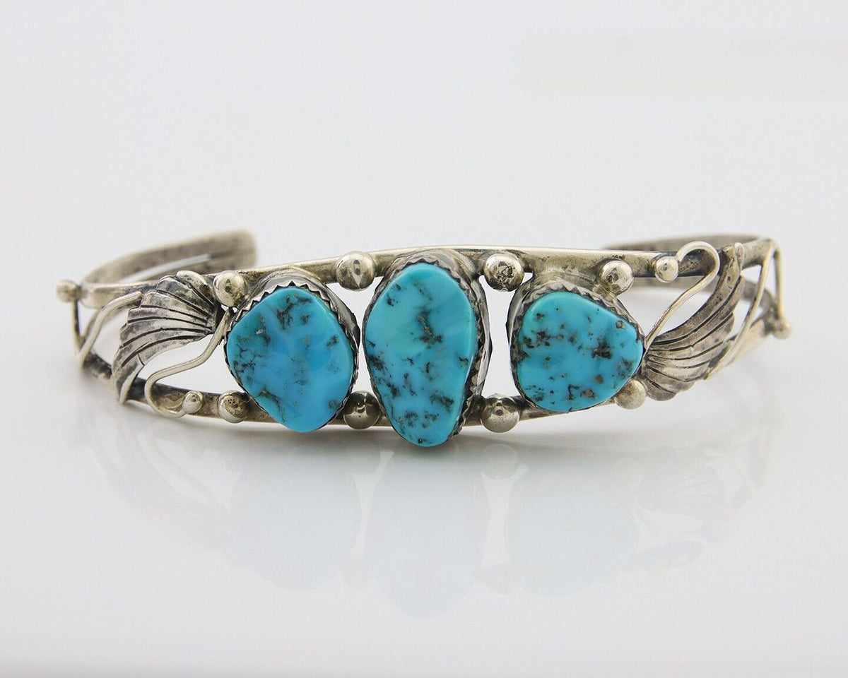 Navajo Bracelet 925 Silver Sleeping Beauty Turquoise Native American C.80's