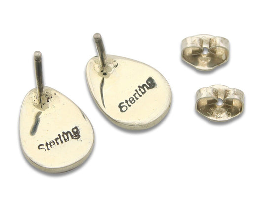 Navajo Earrings 925 Silver Pink Mussel Native American Artist C.80's