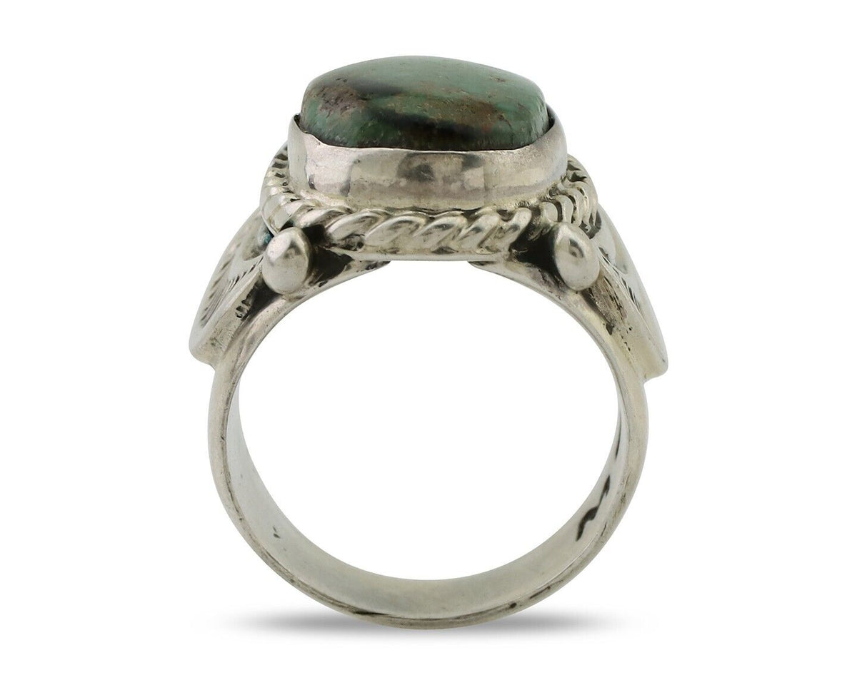 Navajo Ring 925 Silver Kingman Turquoise Signed M Montoya C.80's