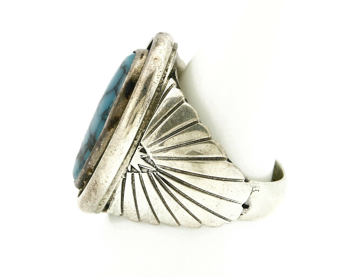 Navajo Ring .925 SOLID Silver China Mountain Turquoise Signed Doug Zachary C.80