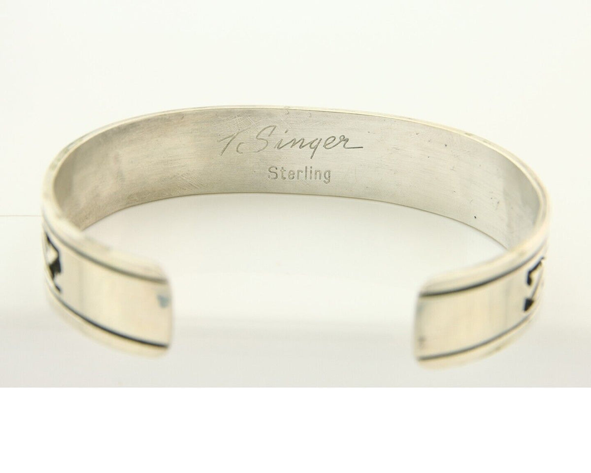 Navajo Bracelet 925 Silver Artist Signed Thomas Singer Cuff Made in the 1980's