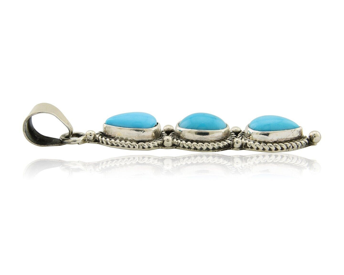 Navajo Necklace 925 Silver Natural Turquoise Artist Kathllen Chavez C.80's