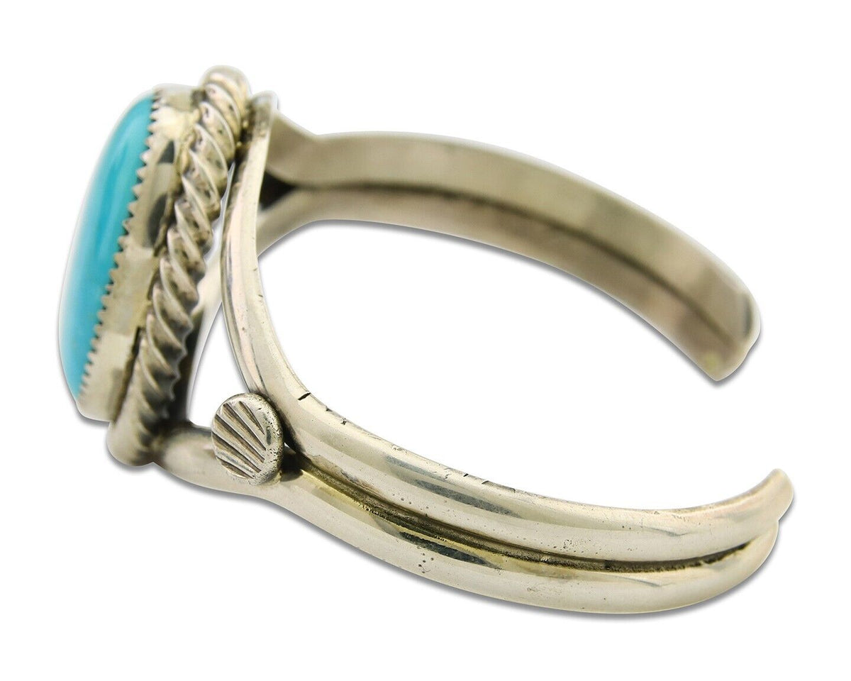 Navajo Bracelet 925 Silver Cuff Turquoise Handmade Artist Signed MM Rogers C80's