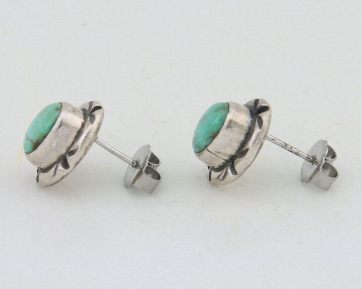 Navajo Earrings 925 Silver Turquoise Native American Artist C.80's