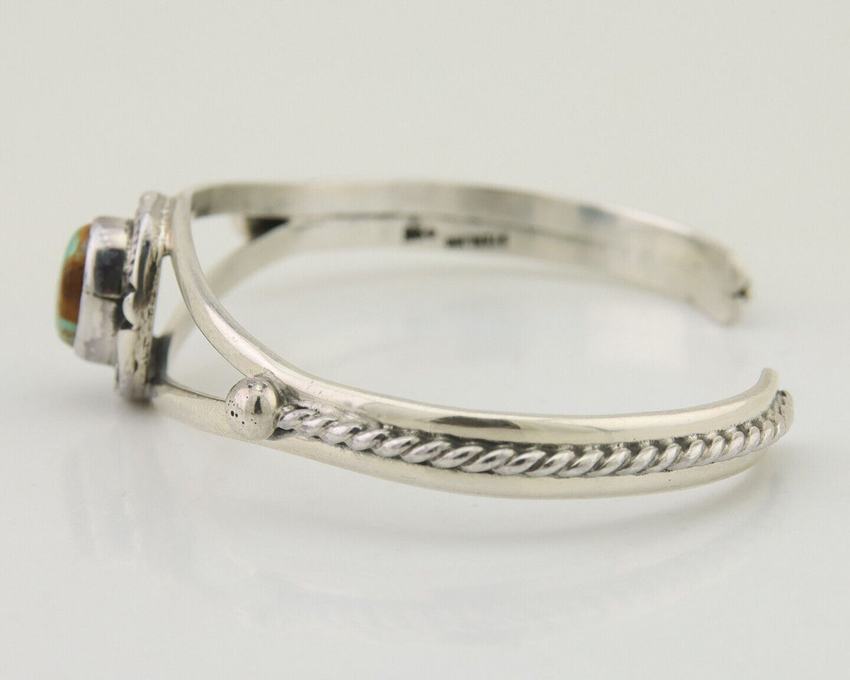 Navajo Bracelet 925 Silver Blue Turquoise Artist Signed Gecko C.80's