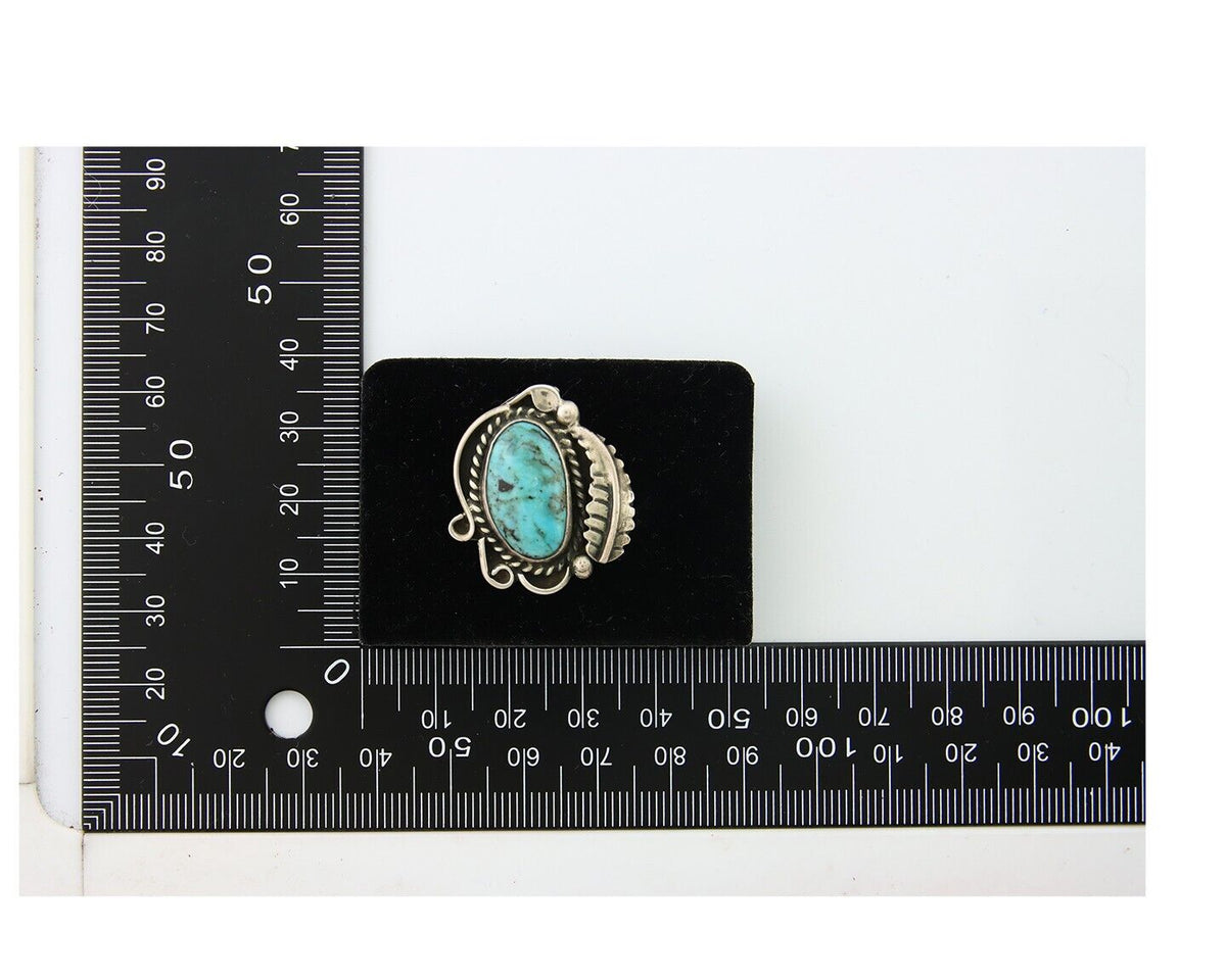 Navajo Ring 925 Sterling Blue Turquoise Native American Artist C.80's